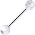 Elegant White Howlite Barbell Tongue Ring