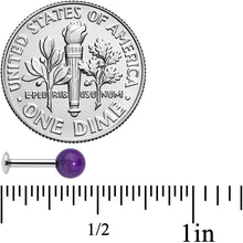 16G 1/4 Elegant Purple Amethyst Internal Threaded Labret Tragus