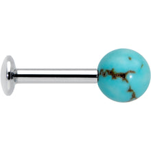 16G 1/4 Elegant Blue Turquoise Internally Threaded Labret Tragus