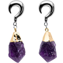 2G Purple Stone Point Curved Taper Ear Weights