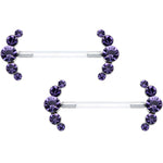 14G 13/16 Purple Gem Bioplast Simple Curvation Nipple Ring Set