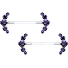 14G 13/16 Purple Gem Bioplast Simple Curvation Nipple Ring Set