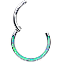 16G 3/8 Green Synthetic Opal Wider Curve Hinged Segment Ring
