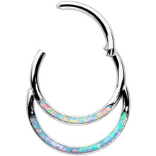 16G 3/8 Synthetic Opal Double Row Hinged Segment Ring