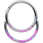 16G 3/8 Purple Synthetic Opal Double Row Hinged Segment Ring