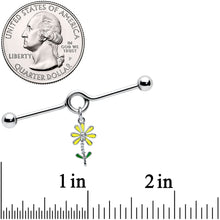 14G Clear CZ Gem Whimsy Daisy Flower Dangle Project Bar 38mm