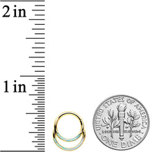 16G 5/16 Synth Opal Gold Tone Double Row Hinged Segment Ring