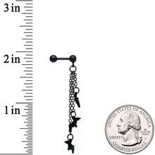 16G 1/4 Clear Gem Black Gone Batty Halloween Dangle Cartilage