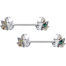 14G 9/16 Multicolor Openwork Autumn Leaf Barbell Nipple Ring Set