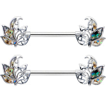 14G 9/16 Multicolor Openwork Autumn Leaf Barbell Nipple Ring Set