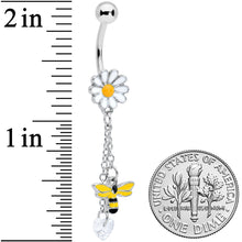 Clear Gem Heart Bee Daisy Flower Dangle Belly Ring