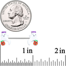 14G 9/16 Trick or Treat Bow Ghost Halloween Nipple Ring Set