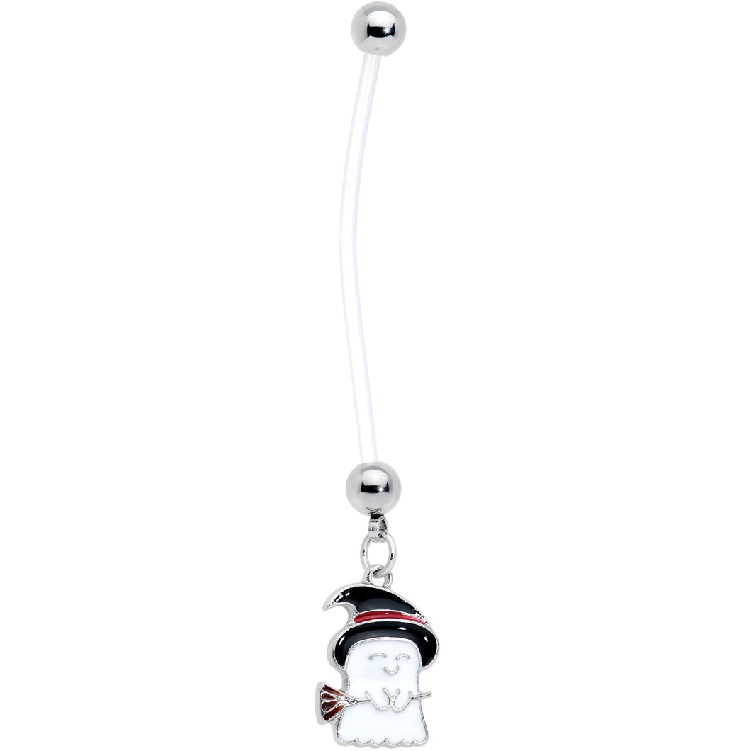 Clear Bioplast Witch Hat Ghost Halloween Dangle Pregnancy Belly Ring