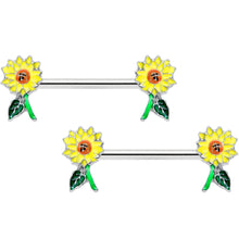 14G 9/16 Cheery Sunflower Barbell Nipple Ring Set