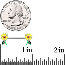 14G 9/16 Cheery Sunflower Barbell Nipple Ring Set
