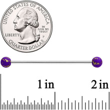 14G Matte Purple Splatter Pattern Ends Industrial Barbell 38mm