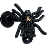 16G 5/16 Yellow Gem Black Spider Halloween Labret Monroe Tragus