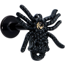 16G 5/16 Yellow Gem Black Spider Halloween Labret Monroe Tragus