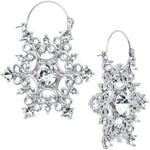 Clear Gem Festive Fancy Snowflake Christmas Tunnel Plug Earrings
