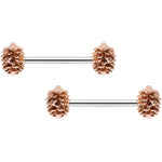 14G 9/16 Autumn Pine Cone Barbell Nipple Ring Set