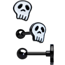 16G 1/4 Black Ghost Skull Eye Halloween Cartilage Tragus Set of 3