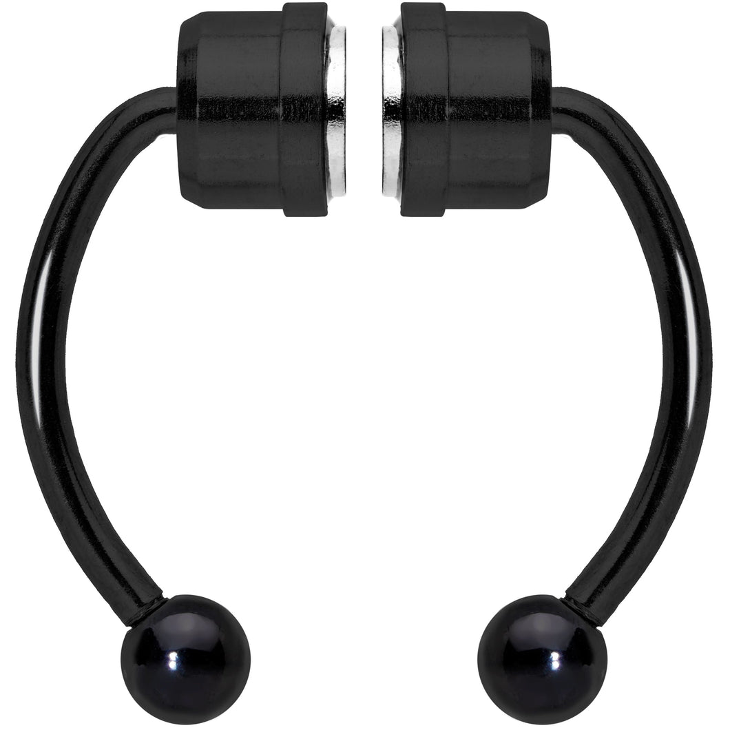Black Magnetic Septum Ring Horseshoe Non-Pierced Fake Nose Ring