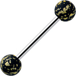 Matte Black Splatter Pattern Barbell Tongue Ring