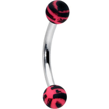 16G 5/16 Matte Pink Zebra Stripe Curved Eyebrow Ring