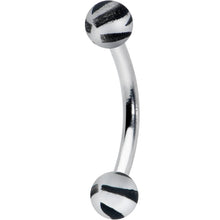 16G 5/16 Matte Grey Zebra Stripe Curved Eyebrow Ring