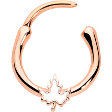 16G 3/8 Rose Gold Tone Fall White Maple Leaf Cartilage Clicker