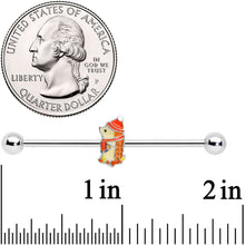 14G Cozy Winter Hedgehog Industrial Barbell 38mm
