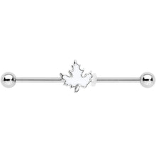 14G Autumn White Maple Leaf Industrial Barbell 38mm