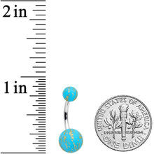 Matte Blue Splatter Pattern Belly Ring