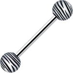 Matte Black Zebra Stripe Barbell Tongue Ring