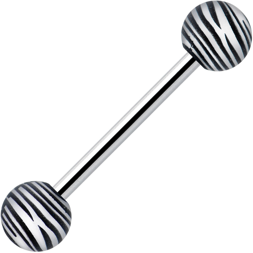 Matte Black Zebra Stripe Barbell Tongue Ring