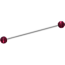 14G Matte Pink Zebra Stripe Industrial Barbell 38mm