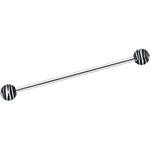 14G Matte Black Zebra Stripe Industrial Barbell 38mm