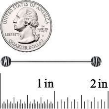 14G Matte Black Zebra Stripe Industrial Barbell 38mm