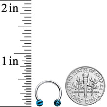 16G 3/8 Matte Blue Zebra Stripe Ends Horseshoe Circular Barbell
