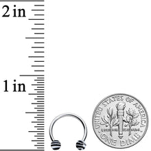 16G 3/8 Matte White Zebra Stripe Ends Horseshoe Circular Barbell