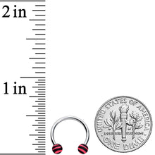16G 3/8 Matte Pink Zebra Stripe Ends Horseshoe Circular Barbell