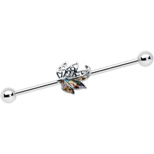 14G Multicolor Openwork Autumn Leaf Industrial Barbell 38mm