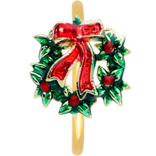 20G 5/16 Gold Tone Festive Bow Wreath Christmas Nose Hoop