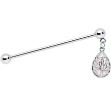 14G Rose Quartz Drop Tree Dangle Industrial Barbell 38mm