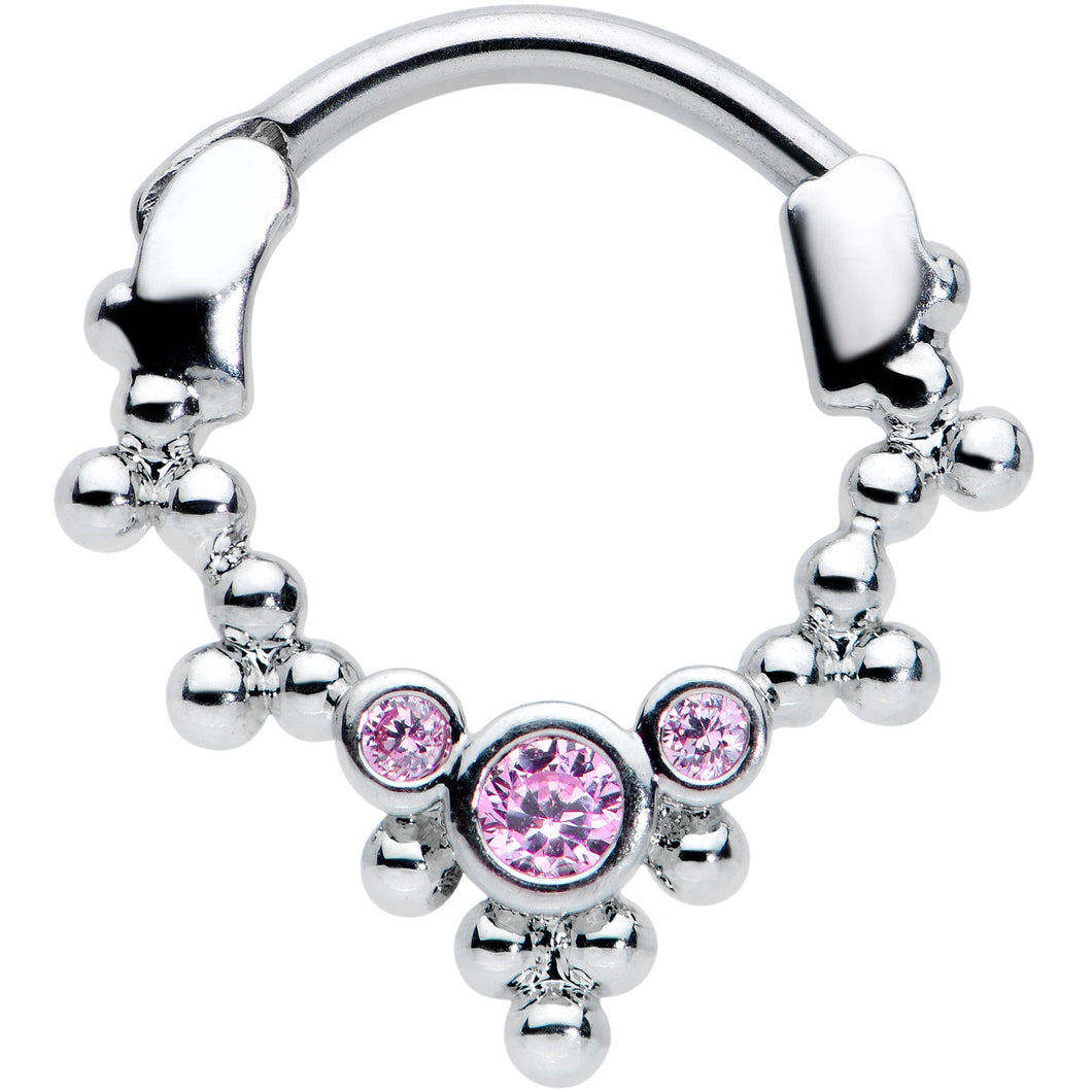 16G 5/16 Pink CZ Gem Princess Cartilage Clicker