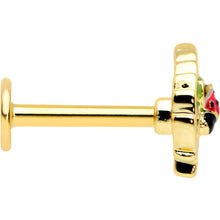 16G 5/16 Clear Gem Gold Tone Leafy Ladybug Labret Monroe Tragus