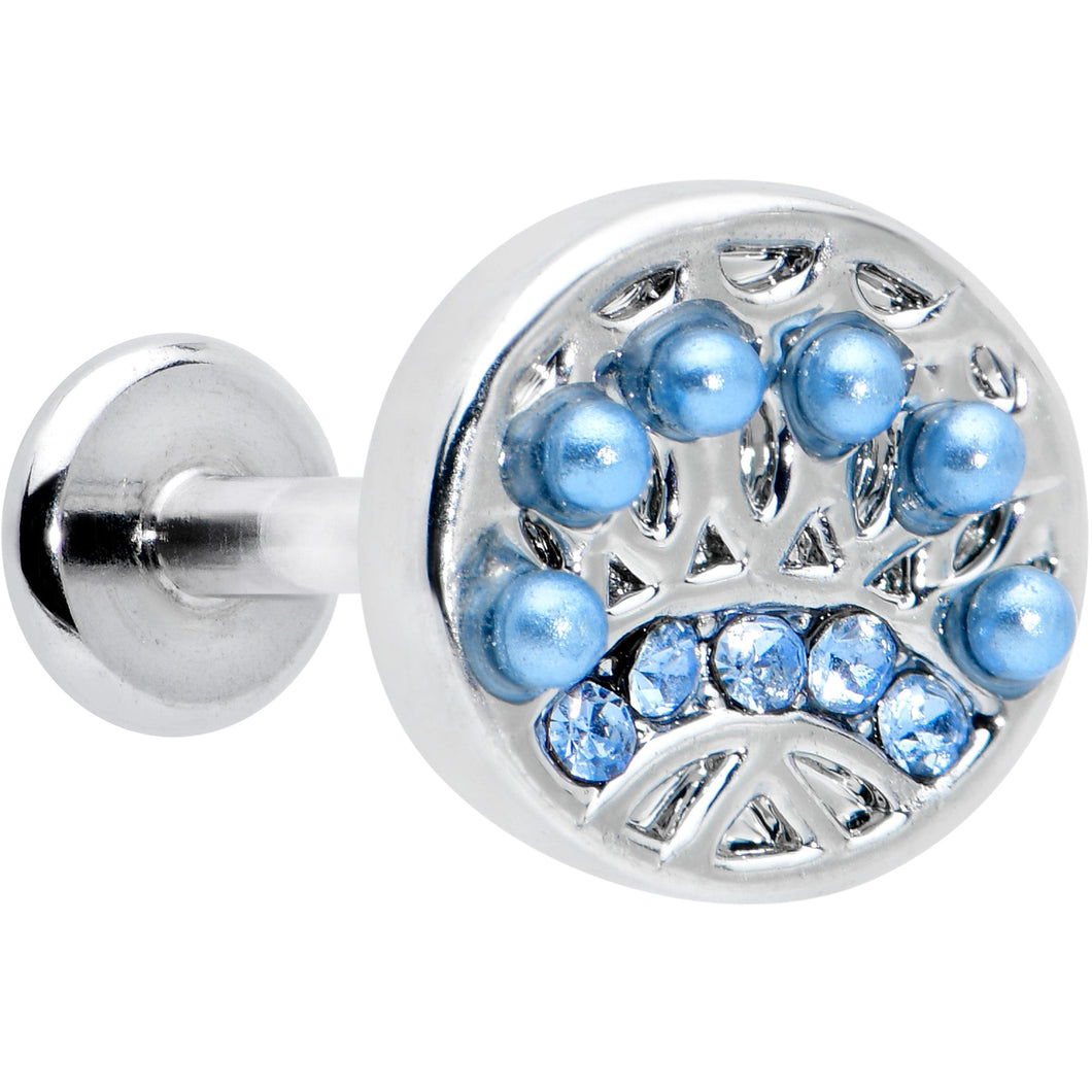 16G 5/16 Blue Gem Geometric Blues Pattern Labret Monroe Tragus