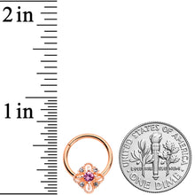 16G Clear Purple Gem Rose Gold Tone Rhombus Hinged Segment Ring