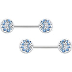 14G 1/2 Blue Gem Geometric Blues Barbell Nipple Ring Set