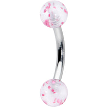 16G 5/16 Clear Pink Glitter Ends Curved Eyebrow Ring